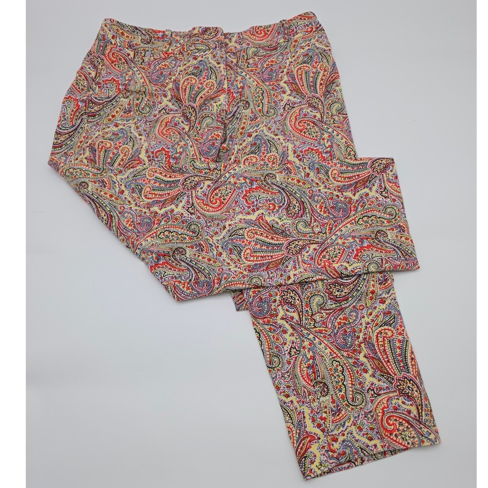 Talbots Signature Ankle Pants Women 6 Multicolor Paisley Cotton Slim #Fairy